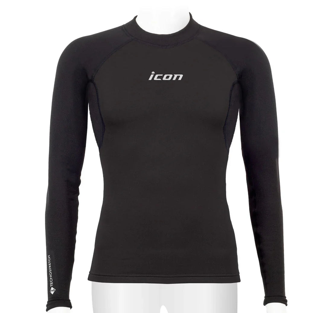 Férfi hosszú ujjú, Tecnostretch™ Performance evezős aláöltözet - Fekete, szemből 2.